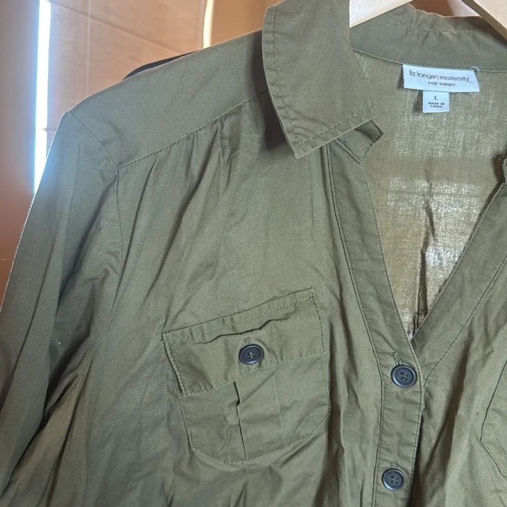 Liz Lange Maternity for Target Utility Dress Olive Green Size Large - Picture 4 of 11